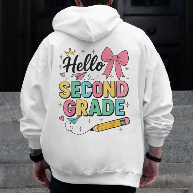Cute Hello Second Grade Back To School Coquette Teacher Girl Men Zip Up Hoodie Back Print, funny design Cute Hello Second Grade Back To School Coquette Teacher Girl Men Zip Up Hoodie Back Print, funny design
