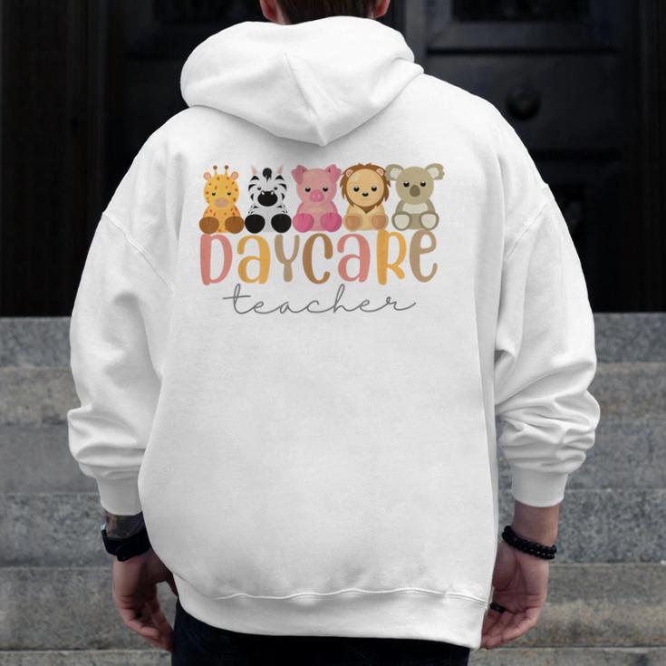 Daycare Teacher Animals Daycare Provider Back To School Men Zip Up Hoodie Back Print, funny design Daycare Teacher Animals Daycare Provider Back To School Men Zip Up Hoodie Back Print, funny design