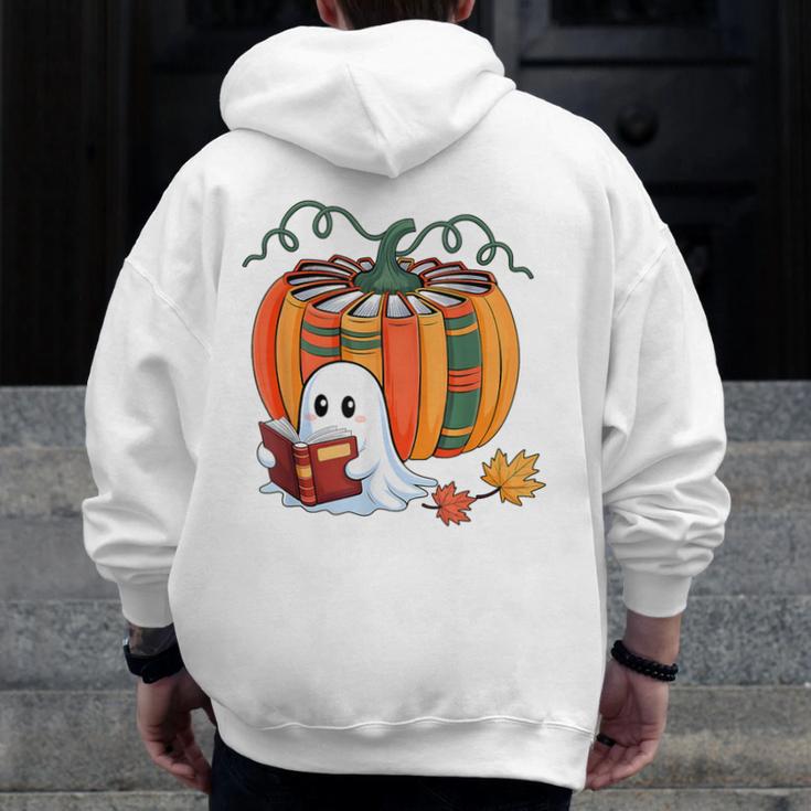 Fall Book Pumpkin Books Ghost Reading Halloween Teacher Men Zip Up Hoodie Back Print, funny design Fall Book Pumpkin Books Ghost Reading Halloween Teacher Men Zip Up Hoodie Back Print, funny design