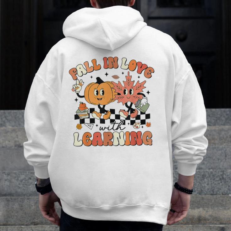 Fall In Love With Learning Teacher Retro Thanksgiving Men Zip Up Hoodie Back Print, funny design