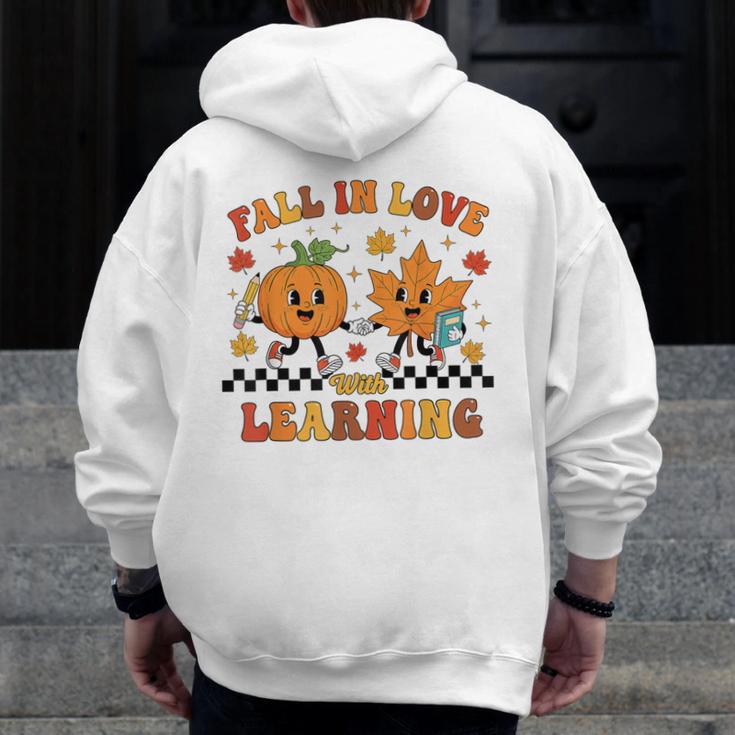 Fall In Love With Learning Teacher Student Autumn Pumpkin Men Zip Up Hoodie Back Print, funny design Fall In Love With Learning Teacher Student Autumn Pumpkin Men Zip Up Hoodie Back Print, funny design