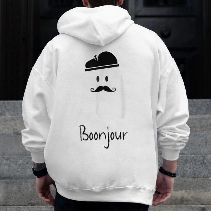 French Teacher Halloween Bonjour Ghost Men Zip Up Hoodie Back Print, funny design French Teacher Halloween Bonjour Ghost Men Zip Up Hoodie Back Print, funny design