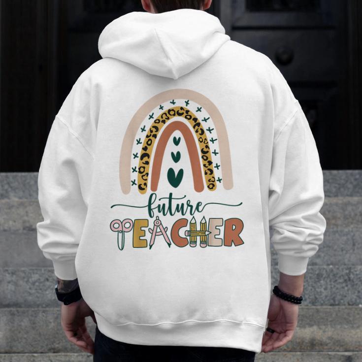 Future Teacher Boho Rainbow Leopard New Grad Student Men Zip Up Hoodie Back Print, Future Teacher Gifts, funny design