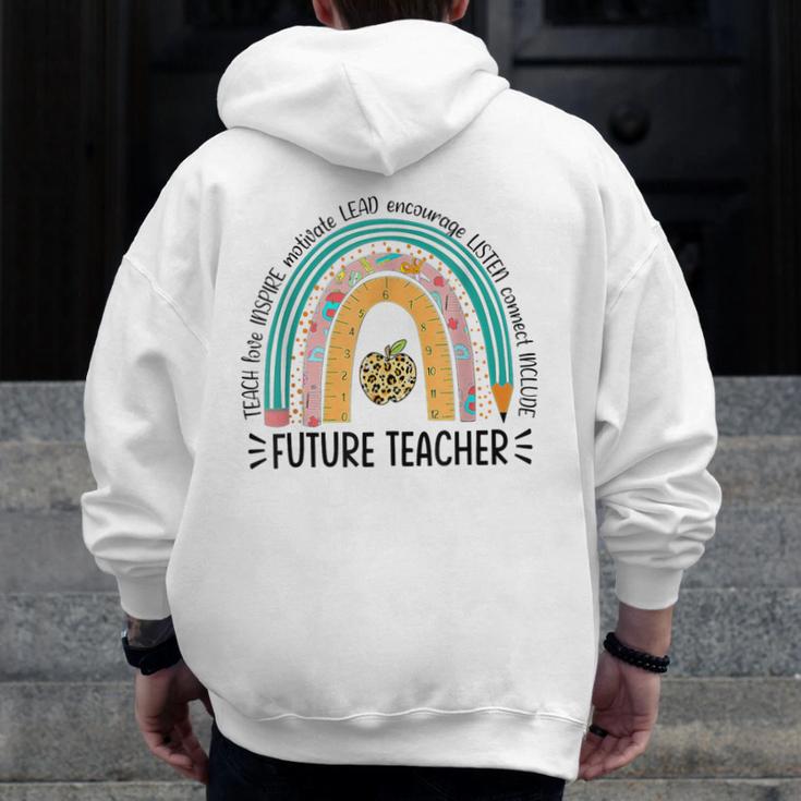 Future Teacher Cute Rainbow Leopard Teacher Outfit For Men Women Girls Kids Men Zip Up Hoodie Back Print, Future Teacher Gifts, funny design Future Teacher Cute Rainbow Leopard Teacher Outfit For Men Women Girls Kids Men Zip Up Hoodie Back Print, Future Teacher Gifts, funny design