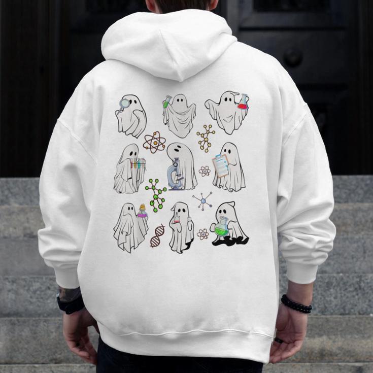 Ghost Science Teacher Chemistry Laboratory Halloween Costume Men Zip Up Hoodie Back Print, Science Teacher Gifts, funny design