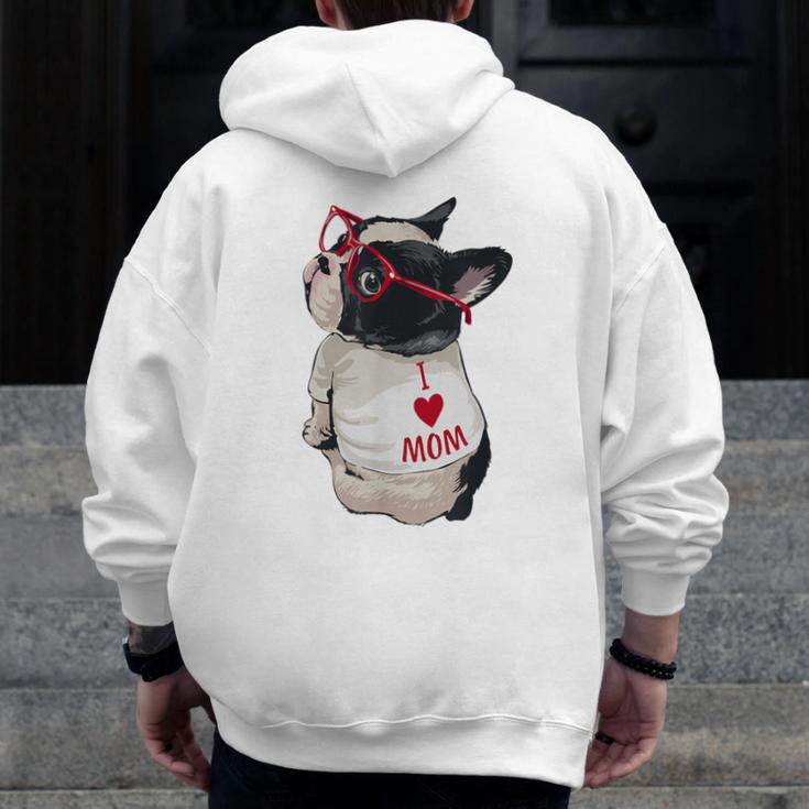 Girls I Heart Mom Love Mama Boston Terrier Dog Lover Men Zip Up Hoodie Back Print, Couple Gifts, Mom Gifts, Boston Terrier Mom Gifts, funny design
