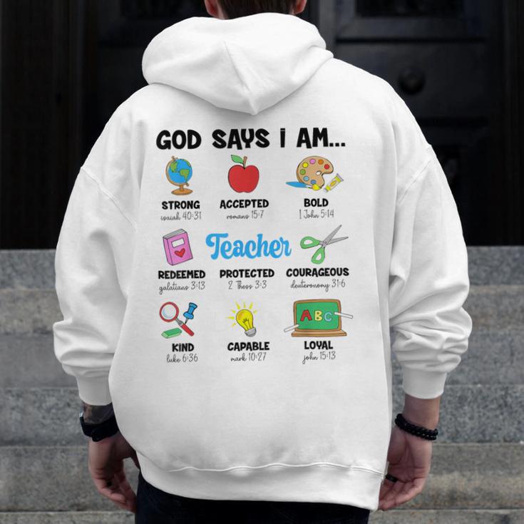 God Says Im Teacher Christian Back To School Religious Men Zip Up Hoodie Back Print, funny design God Says Im Teacher Christian Back To School Religious Men Zip Up Hoodie Back Print, funny design