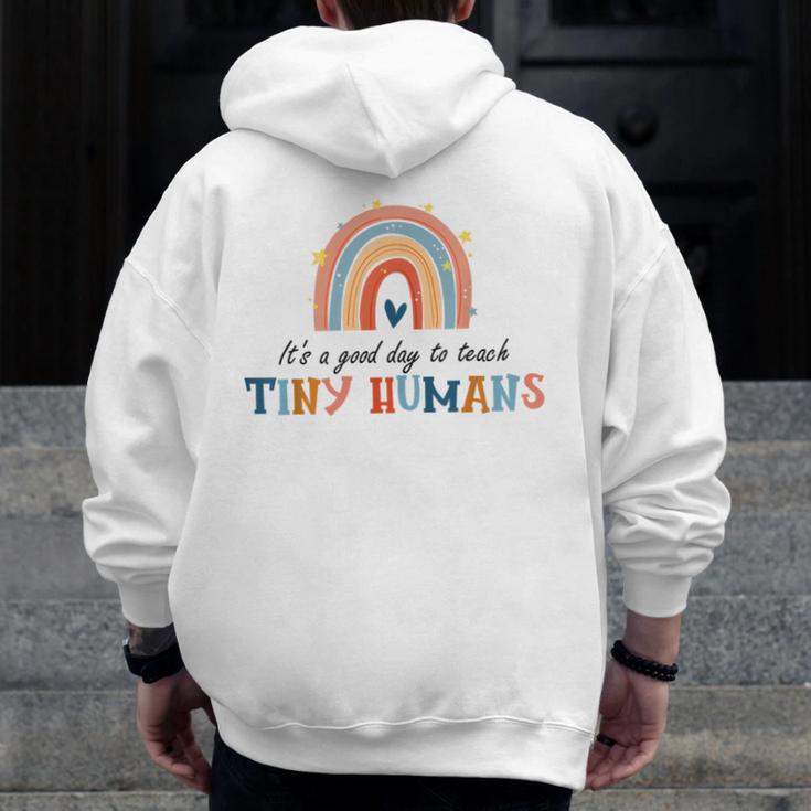 Good Day To Teach Tiny Humans Rainbow Teacher Men Zip Up Hoodie Back Print, funny design