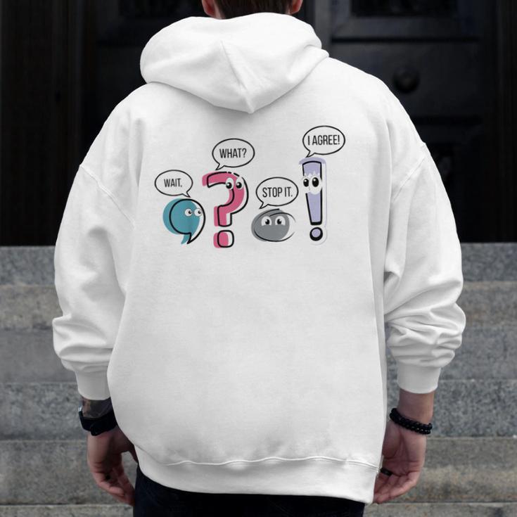 Grammar Teacher Punctuation English First Day Back To School Men Zip Up Hoodie Back Print, English Teacher Gifts, funny design Grammar Teacher Punctuation English First Day Back To School Men Zip Up Hoodie Back Print, English Teacher Gifts, funny design