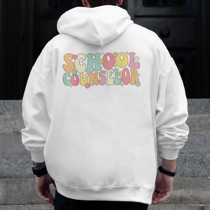 Groovy School Counselor Back To School Teacher Counseling Men Zip Up Hoodie Back Print, Groovy Teacher Gifts, funny design