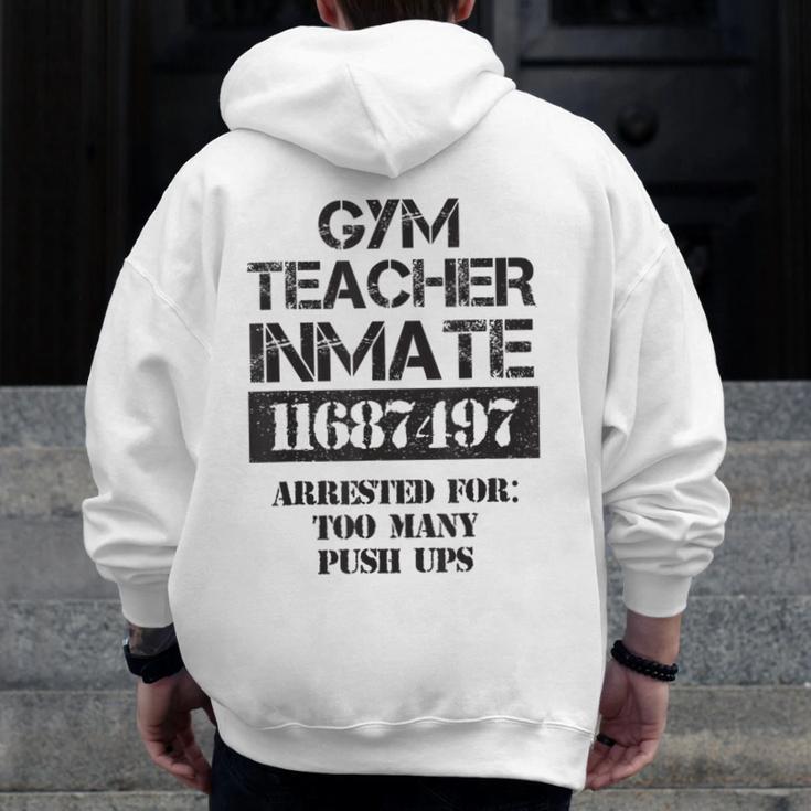 Halloween Gym Teacher Prisoner Costume Men Zip Up Hoodie Back Print, funny design Halloween Gym Teacher Prisoner Costume Men Zip Up Hoodie Back Print, funny design