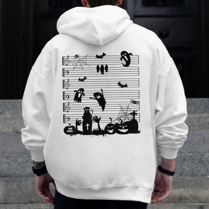 Halloween Music Note Clefs Spooky Ghost For Music Teacher Men Zip Up Hoodie Back Print, funny design Halloween Music Note Clefs Spooky Ghost For Music Teacher Men Zip Up Hoodie Back Print, funny design