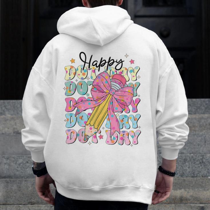 Happy Dot Day 2025 Coquette Bow Teachers Kids Boys Girls Men Zip Up Hoodie Back Print, funny design Happy Dot Day 2025 Coquette Bow Teachers Kids Boys Girls Men Zip Up Hoodie Back Print, funny design