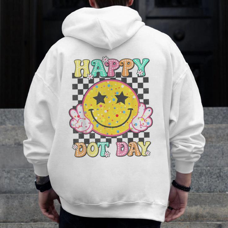 Happy Dot Day Hippie Flowers Smile Face Groovy Teacher Kids Men Zip Up Hoodie Back Print, Groovy Teacher Gifts, funny design Happy Dot Day Hippie Flowers Smile Face Groovy Teacher Kids Men Zip Up Hoodie Back Print, Groovy Teacher Gifts, funny design