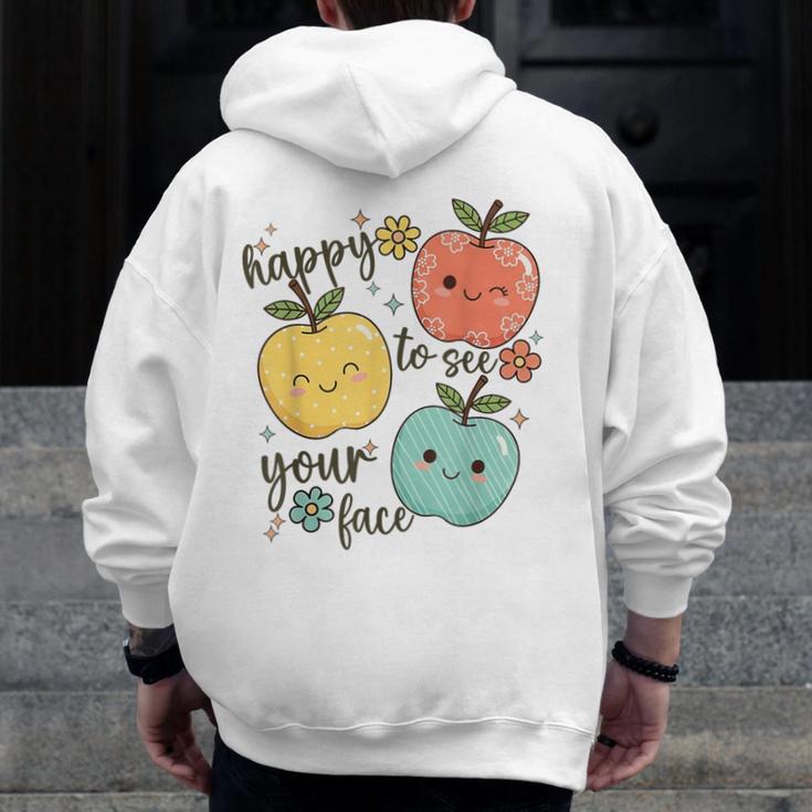 Happy To See Your Face Teacher Apple Men Zip Up Hoodie Back Print, funny design