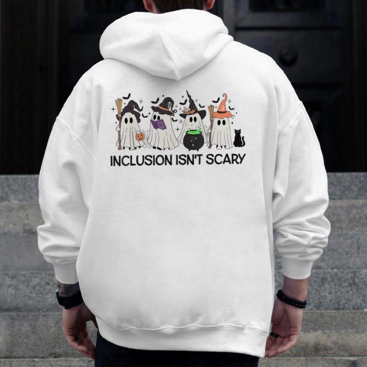 Inclusion Isn't Scary Boo Ghost Halloween Sped Teacher Men Zip Up Hoodie Back Print, funny design Inclusion Isn't Scary Boo Ghost Halloween Sped Teacher Men Zip Up Hoodie Back Print, funny design