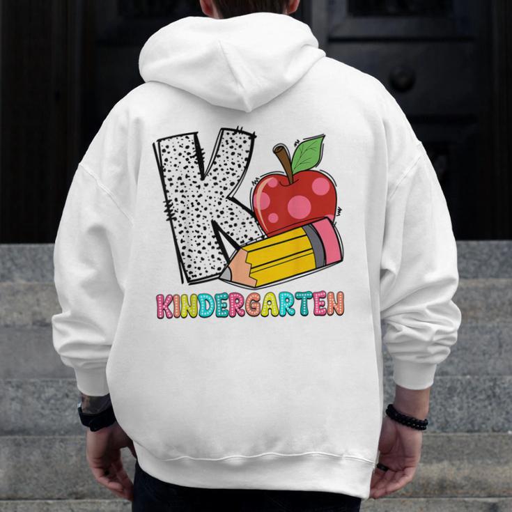 K Is For Kindergarten Teacher Pencil Apple Back To School Men Zip Up Hoodie Back Print, funny design
