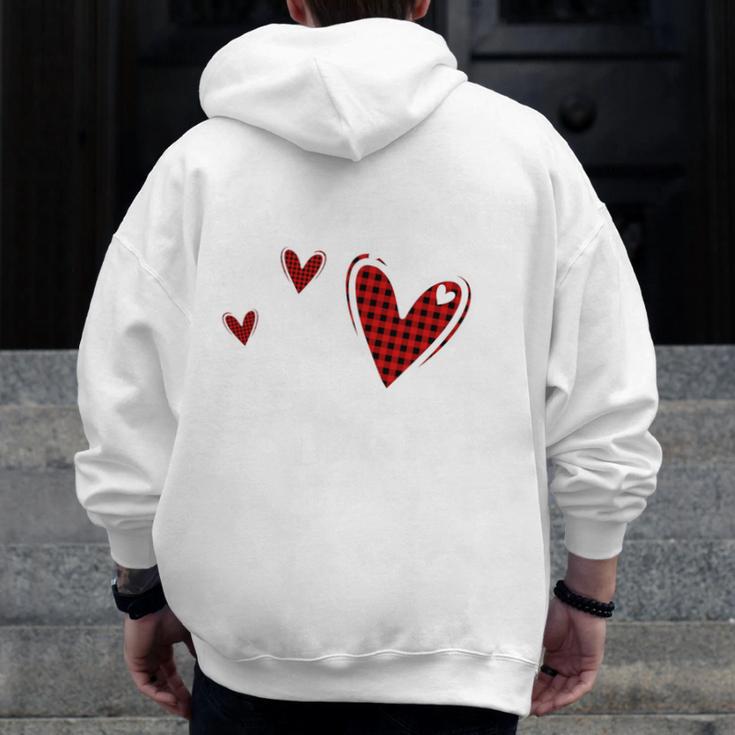 Kindergarten Has My Heart Buffalo Print Teacher Valentine Men Zip Up Hoodie Back Print, funny design