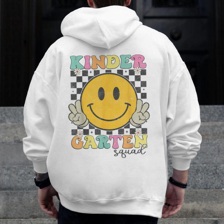 Kindergarten Squad Smile Face Teachers Kids Back To School Men Zip Up Hoodie Back Print, funny design
