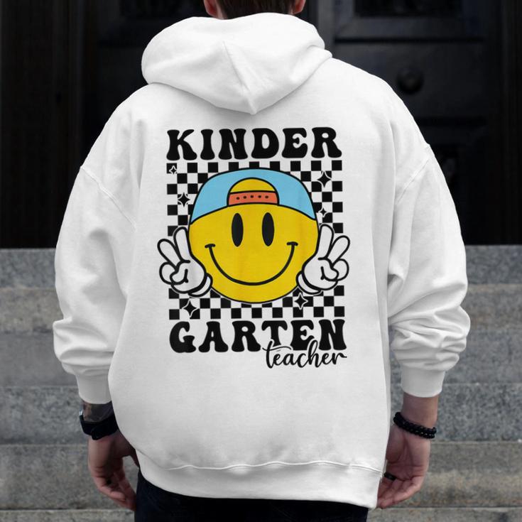 Kindergarten Teacher Hippie Smile Face Back School Men Zip Up Hoodie Back Print, funny design Kindergarten Teacher Hippie Smile Face Back School Men Zip Up Hoodie Back Print, funny design