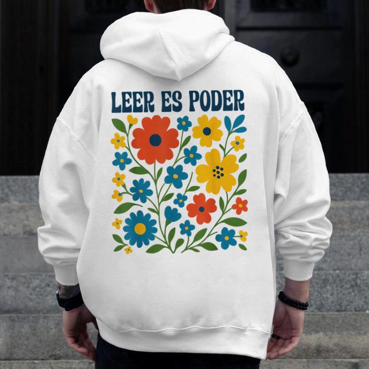 Leer Es Poder Cute Floral Boho Spanish Teacher Reading Men Zip Up Hoodie Back Print, funny design Leer Es Poder Cute Floral Boho Spanish Teacher Reading Men Zip Up Hoodie Back Print, funny design
