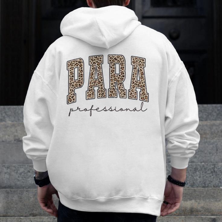 Leopard Paraprofessional Back To School Para Squad Teacher Men Zip Up Hoodie Back Print, funny design