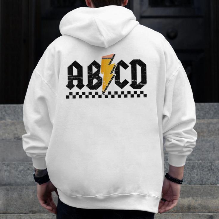 Lightning Pencil Rock'n Roll ABCD Teacher Back To School Kid Men Zip Up Hoodie Back Print, funny design