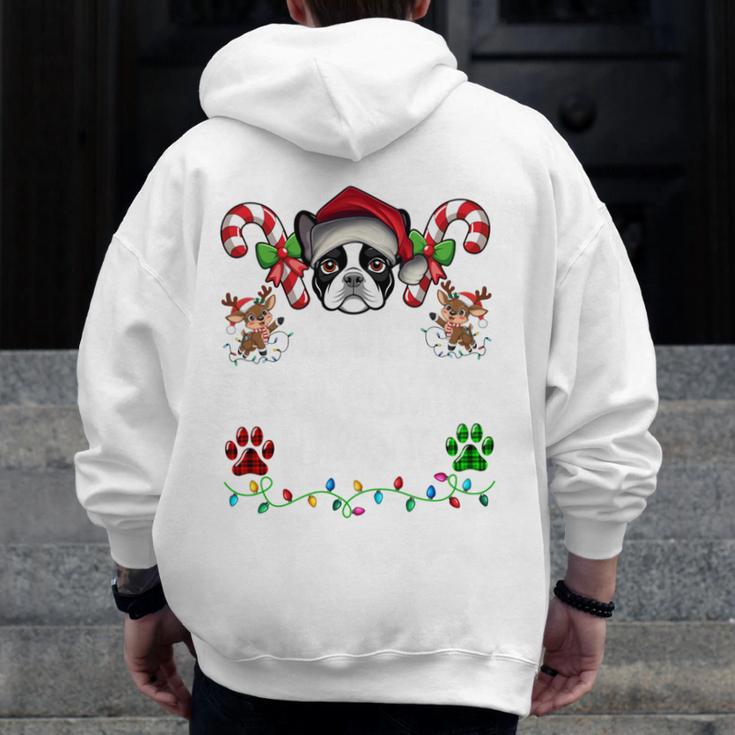 Most Likely Decorate Her Boston Terrier Dog Ugly Christmas Men Zip Up Hoodie Back Print, Boston Terrier Christmas Gifts, funny design