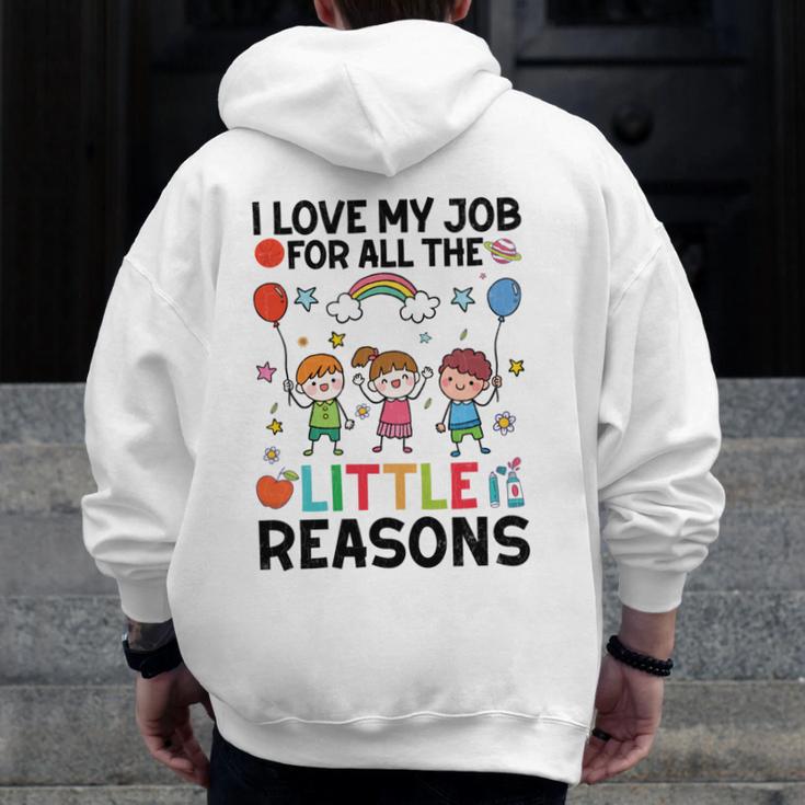 Love Job For Little Reasons Daycare Teacher Graphic Men Zip Up Hoodie Back Print, funny design Love Job For Little Reasons Daycare Teacher Graphic Men Zip Up Hoodie Back Print, funny design