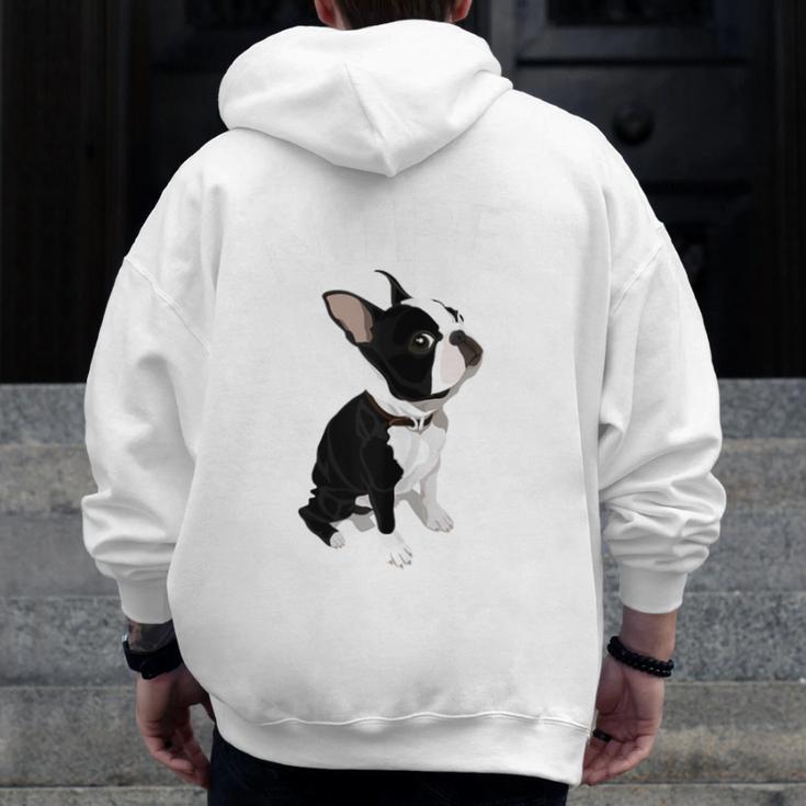 Love NOPE Boston Terrier Dog Lover Men Zip Up Hoodie Back Print, funny design