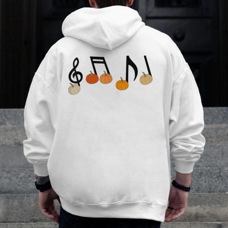 Music Notes Pumpkin Music Teacher Musician Fall Halloween Men Women Kids Men Zip Up Hoodie Back Print, funny design