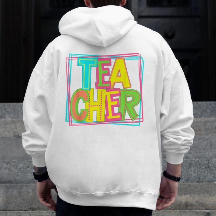 Neon Retro Teacher Cute Teacher Team New Teacher Back To Sch Men Zip Up Hoodie Back Print, funny design Neon Retro Teacher Cute Teacher Team New Teacher Back To Sch Men Zip Up Hoodie Back Print, funny design