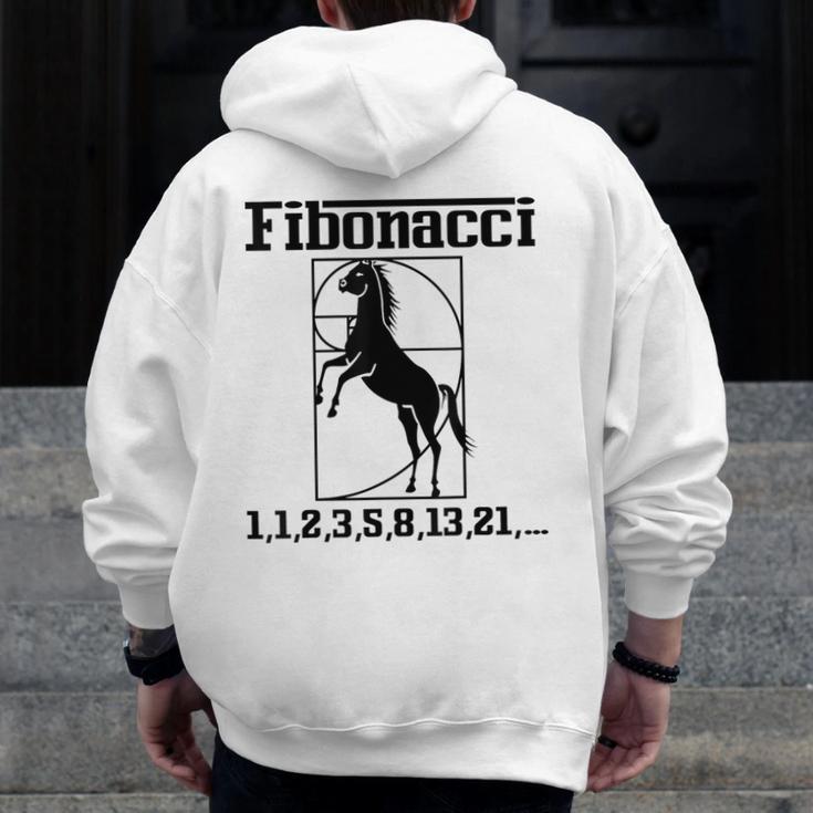 Nerdy Fibonacci Racing Car Horse Math Teacher Men Women Girls Kids Men Zip Up Hoodie Back Print, funny design