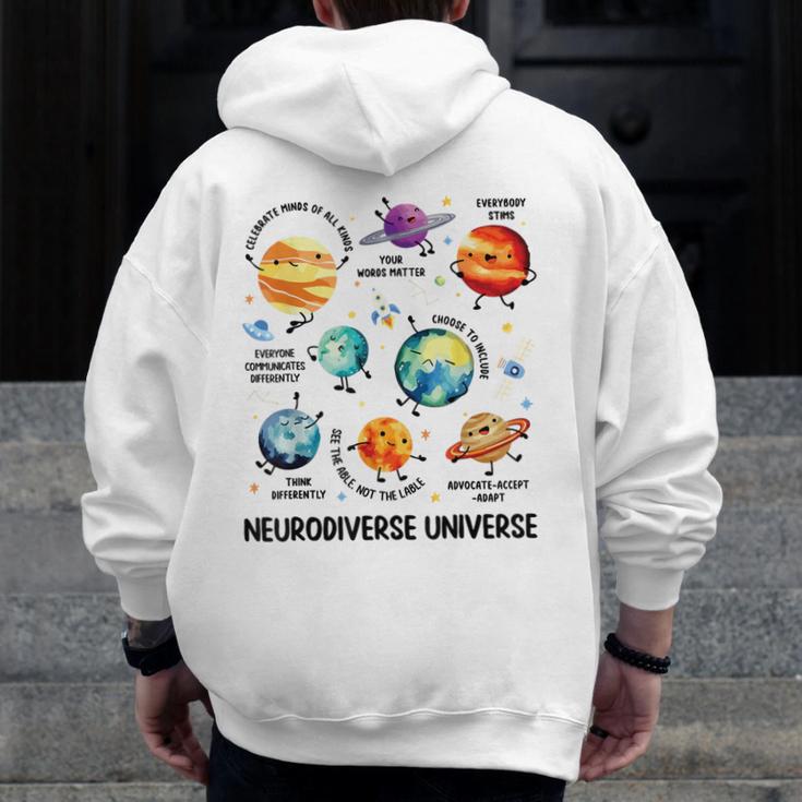 Neurodiverse Universe Space Planet Special Education Teacher Men Zip Up Hoodie Back Print, funny design Neurodiverse Universe Space Planet Special Education Teacher Men Zip Up Hoodie Back Print, funny design