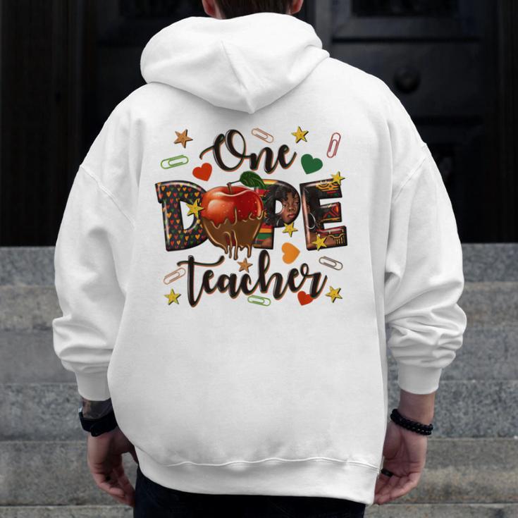 One Dope Teacher Men Zip Up Hoodie Back Print, funny design One Dope Teacher Men Zip Up Hoodie Back Print, funny design