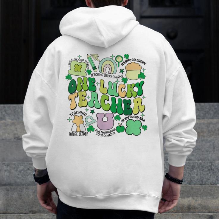 One Lucky Teacher St Patrick's Day Irish Teacher Lucky Era Men Zip Up Hoodie Back Print, funny design One Lucky Teacher St Patrick's Day Irish Teacher Lucky Era Men Zip Up Hoodie Back Print, funny design