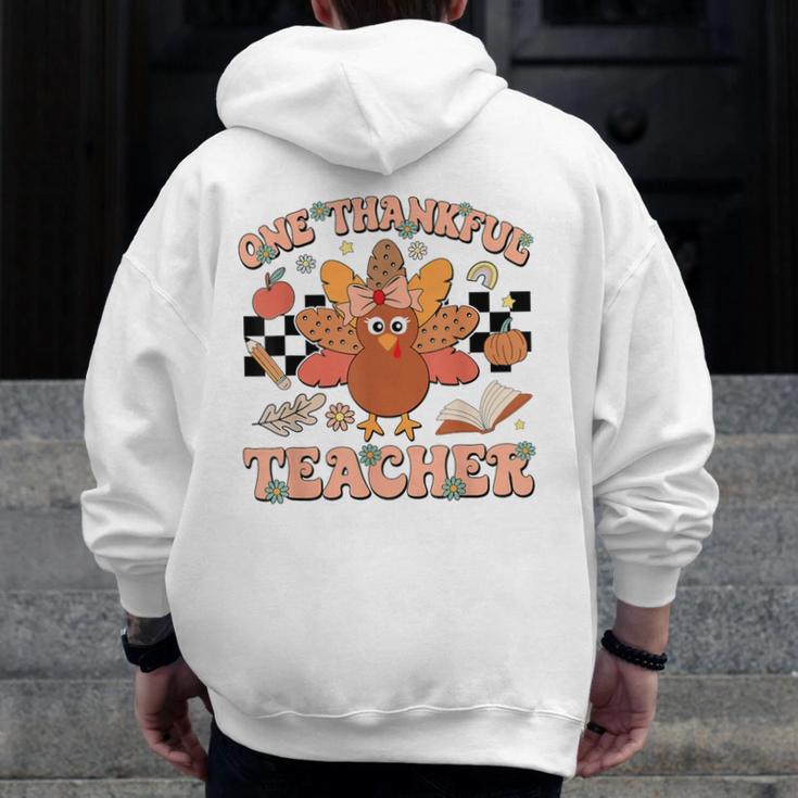 One Thankful Teacher Thanksgiving Retro Groovy Fall Teachers Men Zip Up Hoodie Back Print, Groovy Teacher Gifts, funny design One Thankful Teacher Thanksgiving Retro Groovy Fall Teachers Men Zip Up Hoodie Back Print, Groovy Teacher Gifts, funny design