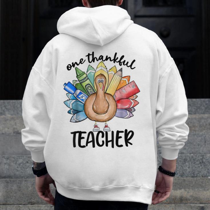 One Thankful Teacher Turkey Pencil Thanksgiving Teachers Men Zip Up Hoodie Back Print, funny design One Thankful Teacher Turkey Pencil Thanksgiving Teachers Men Zip Up Hoodie Back Print, funny design