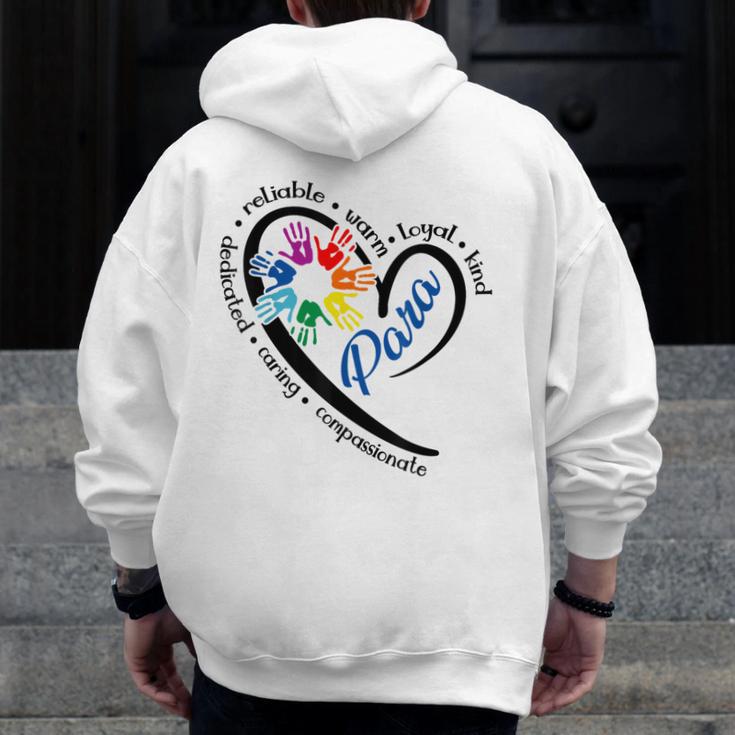Para Heart Teacher Paraprofessional Paraeducator Men Women Men Zip Up Hoodie Back Print, funny design