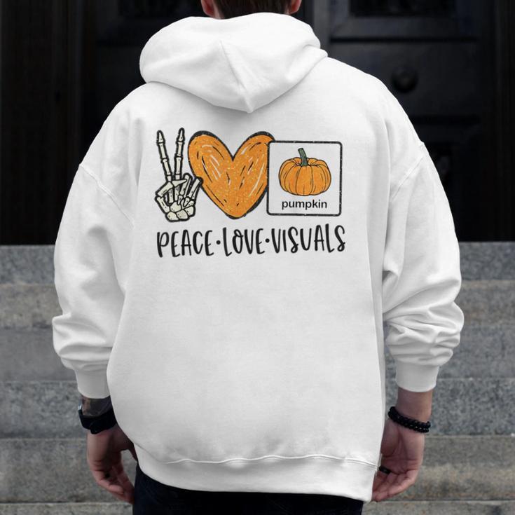 Peace Love Visuals Sped Teacher Pumpkin Skeleton Halloween Men Zip Up Hoodie Back Print, funny design Peace Love Visuals Sped Teacher Pumpkin Skeleton Halloween Men Zip Up Hoodie Back Print, funny design