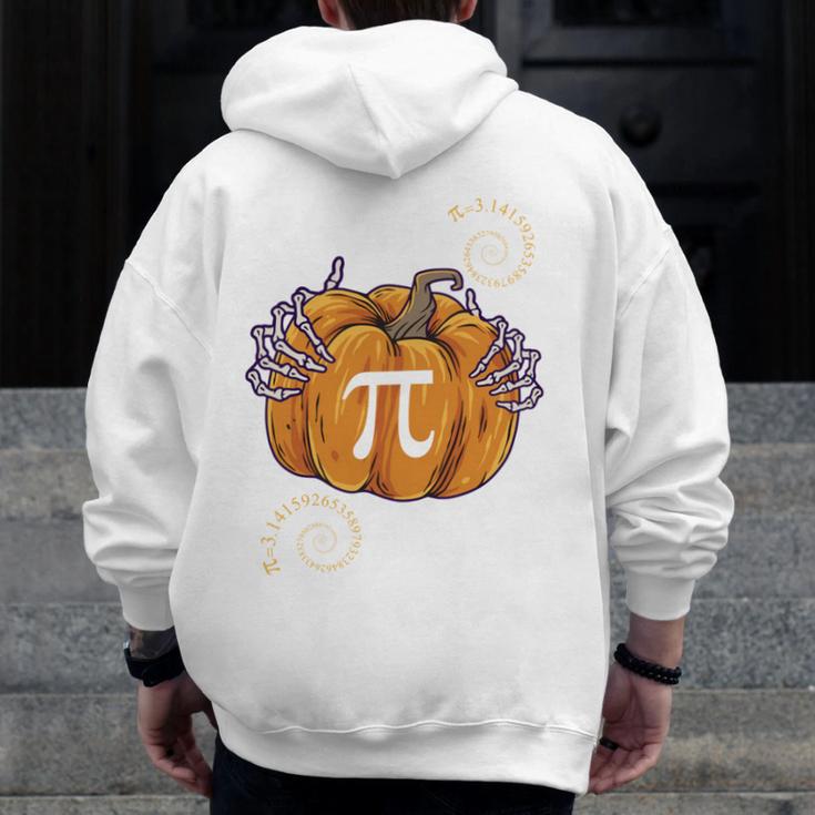Pi Day Pumpkin Pi Math Teacher Halloween Costume Men Zip Up Hoodie Back Print, funny design