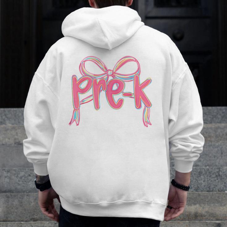 Preppy Pre k Back To School Pre-k Teachers Girls Cute Bow Men Zip Up Hoodie Back Print, funny design Preppy Pre k Back To School Pre-k Teachers Girls Cute Bow Men Zip Up Hoodie Back Print, funny design