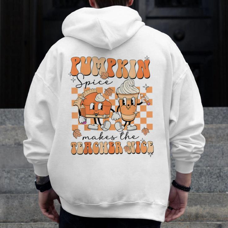 Pumpkin Spice Makes The Teacher Nice Teacher Graduation Men Zip Up Hoodie Back Print, funny design