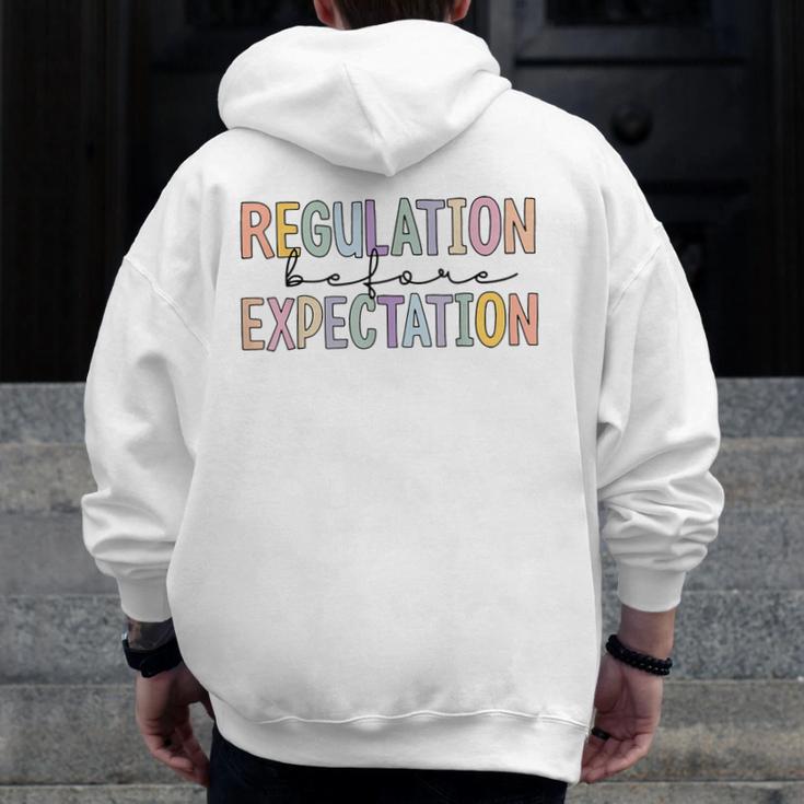 Regulation Before Expectation Occupational Therapy Teacher Men Zip Up Hoodie Back Print, funny design