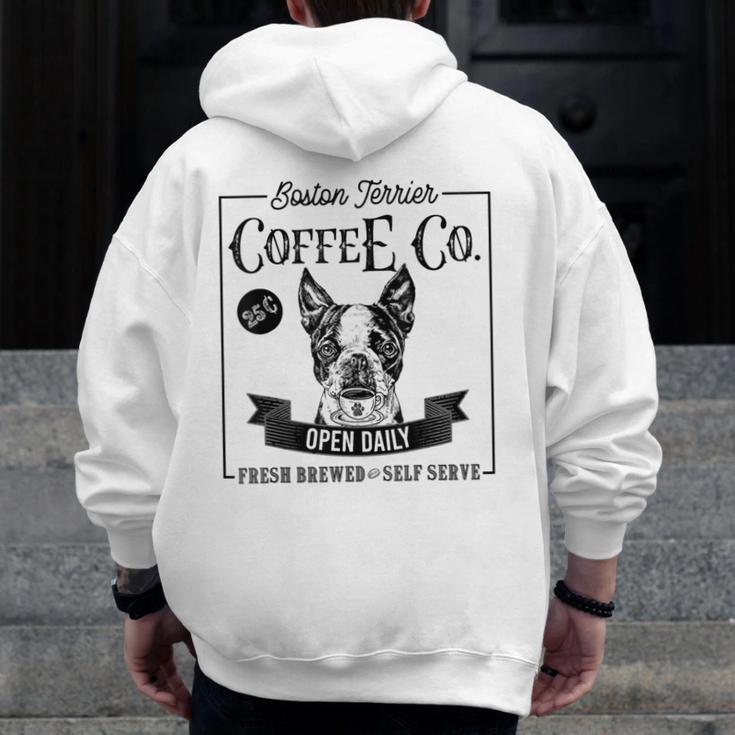 Retro Boston Terrier Coffee Dog Mom Coffee Lover Men Zip Up Hoodie Back Print, Couple Gifts, Mom Gifts, Boston Terrier Mom Gifts, funny design
