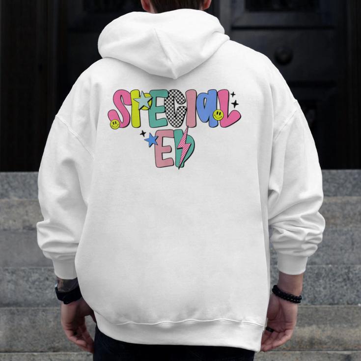 Retro Checkered Special Education Teacher Back To School Men Zip Up Hoodie Back Print, funny design Retro Checkered Special Education Teacher Back To School Men Zip Up Hoodie Back Print, funny design