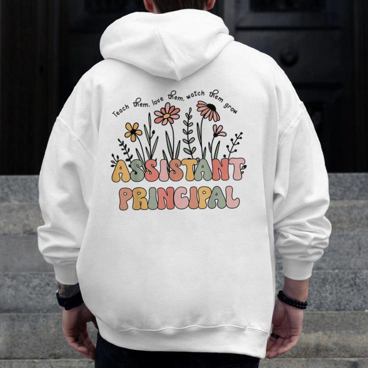 Retro Floral Assistant Principal Shirt For Teachers Day Men Zip Up Hoodie Back Print, funny design