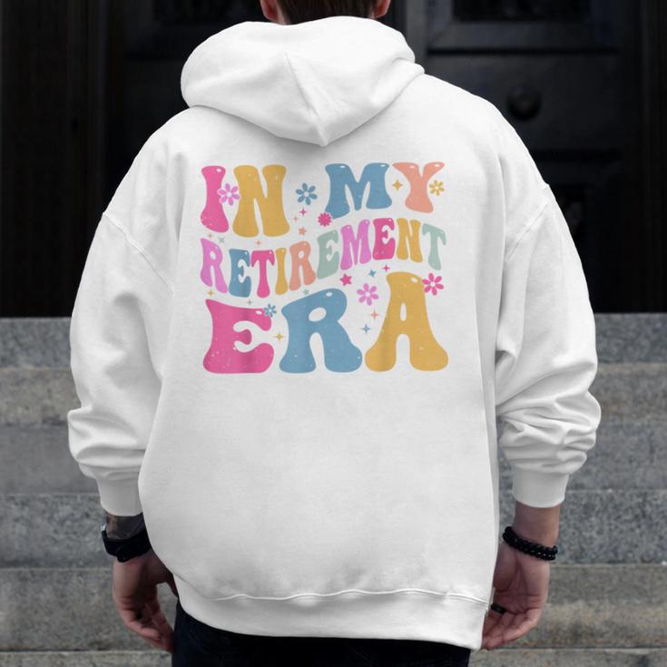 Retro Groovy Retirement Era Retired Teacher Men Zip Up Hoodie Back Print, Groovy Teacher Gifts, funny design