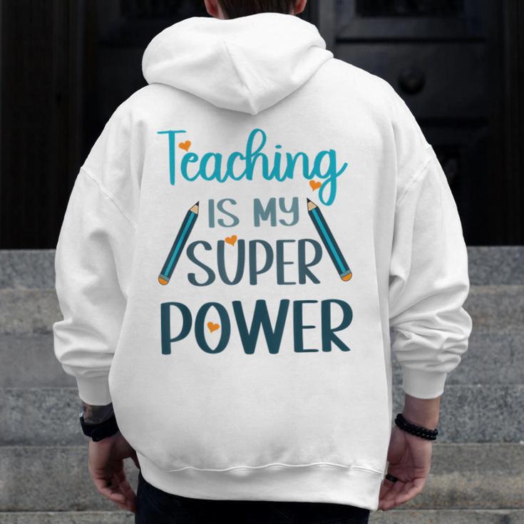 Retro Groovy Teaching Is My Super Power Teacher's Present Men Women Men Zip Up Hoodie Back Print, funny design Retro Groovy Teaching Is My Super Power Teacher's Present Men Women Men Zip Up Hoodie Back Print, funny design