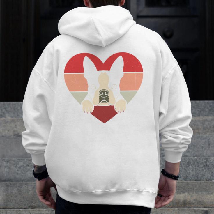 Retro Heart Boston Terrier Dog Vintage Valentine Men Zip Up Hoodie Back Print, funny design